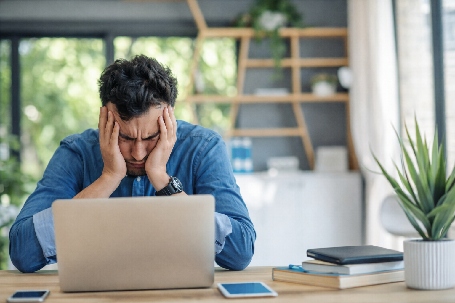 AI人材の採用が難しく悩んでいる人物の写真