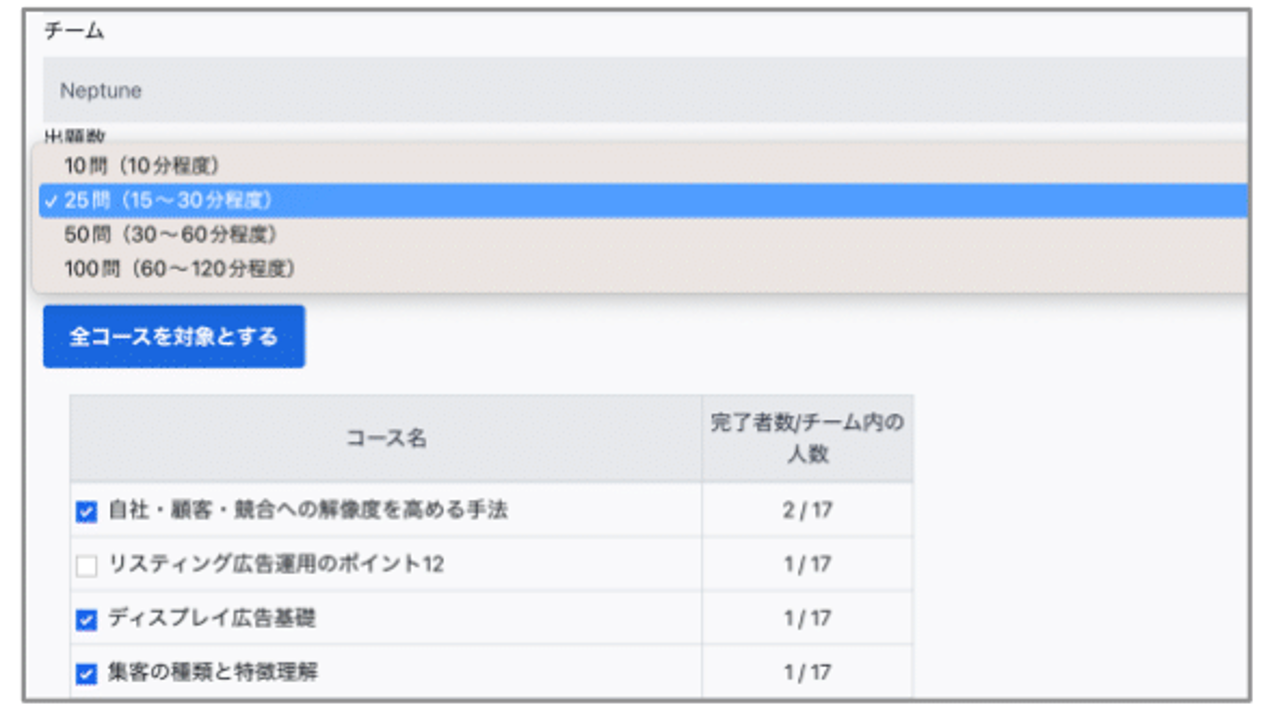 テスト自動生成機能の画面